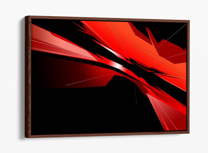 Float Effect Canvas Art - Red Black Abstract Bedroom Decor | 30mm Deep Frame