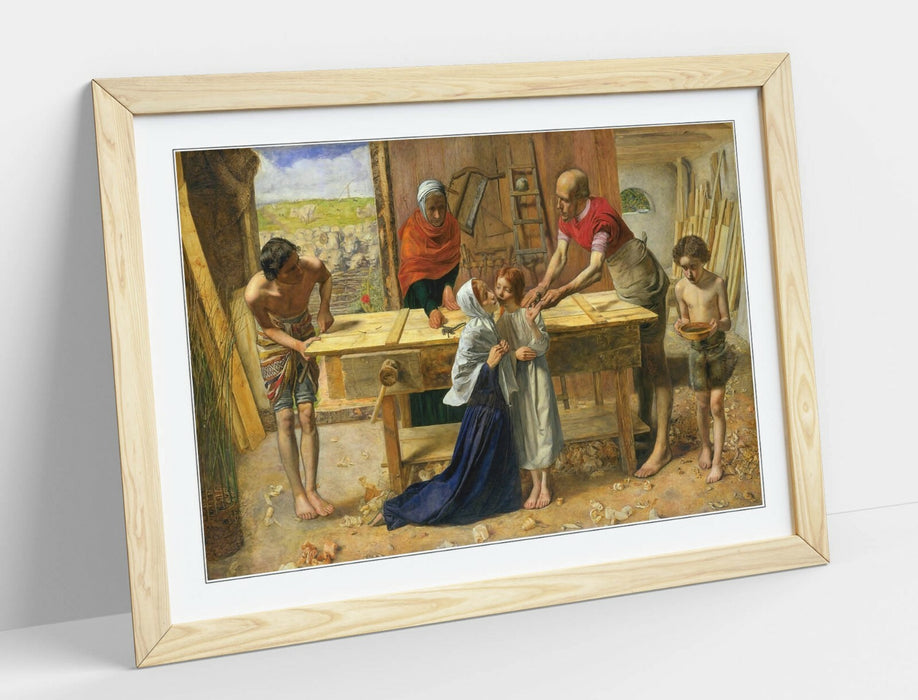 JOHN EVERETT MILLAIS CHRIST HOUSE PARENTS-ART FRAMED POSTER PICTURE PRINT- BROWN