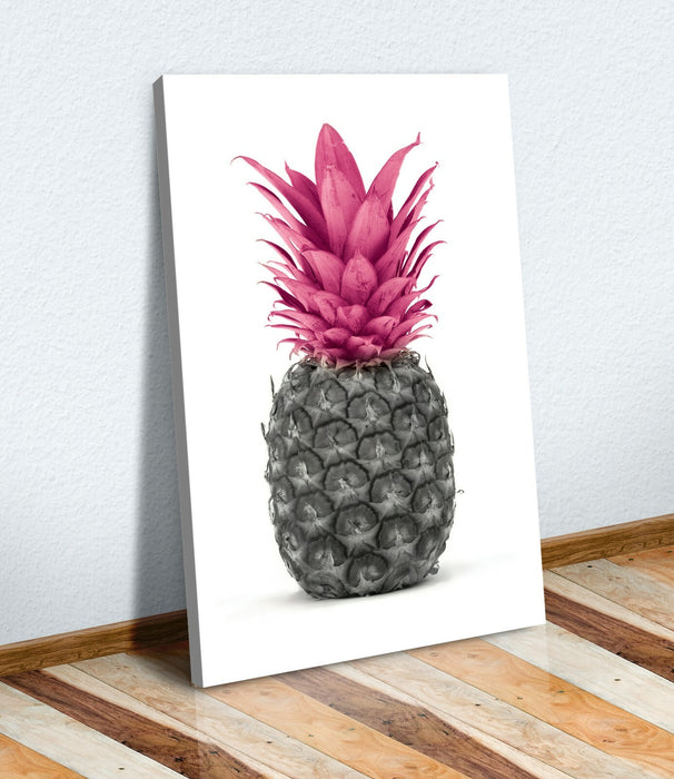 Canvas Wall Art - Pineapple Black & White Pink | Vibrant Modern Artwork Ready to Hang