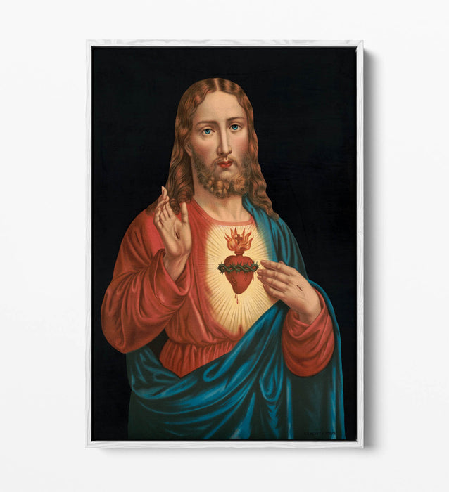 Religious Canvas Wall Art – Heart Of Jesus Spiritual Wall Print On 30mm Deep Frame
