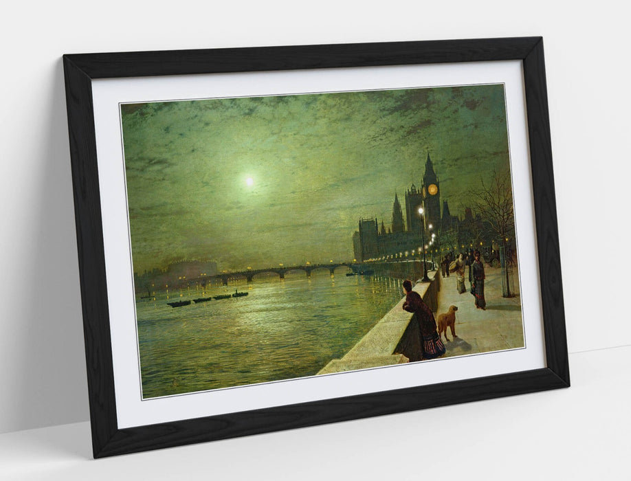 Framed Art Poster – John Atkinson Grimshaw Thames Print | Woodgrain Frame, Matte Paper