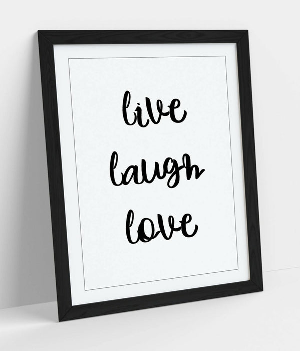 "LIVE LAUGH LOVE" HAPPY INSPIRATIONAL QUOTE HOME -FRAMED WALL ART PICTURE PRINT