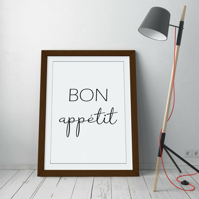 "BON APPETIT" KITCHEN FOOD QUOTE SLOGAN HOME -FRAMED WALL ART PICTURE PRINT