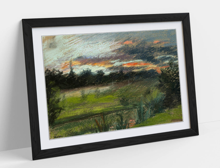 Framed Wall Art - Paul Huet Blue Orange Sky Painting | Matte Paper Print