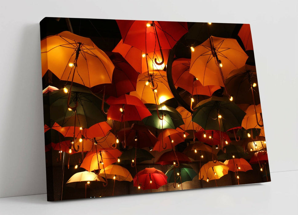 Canvas Wall Art – Umbrella Sky Lights Abstract Print | Handmade, Vibrant Colors