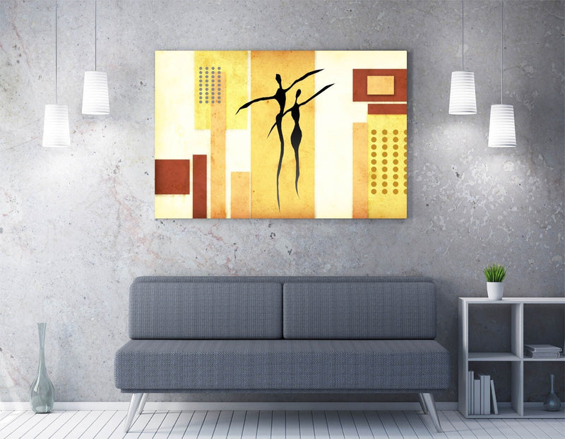 Abstract Canvas Wall Art - Beige Abstract Shapes Framed Canvas Print, Ready to Hang