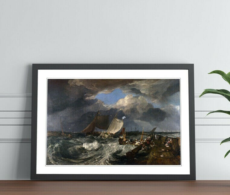 Turner Calais Pier Poster – Framed Art Print With Wood Grain Frame & Archival Ink