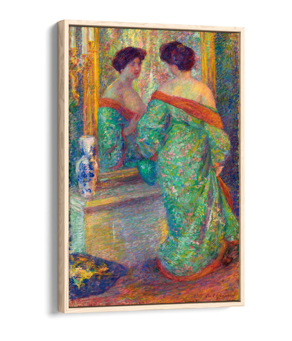 Float Effect Canvas Art - Lady Reflected In Mirror by Carl Newman | Premium Varnish Finish