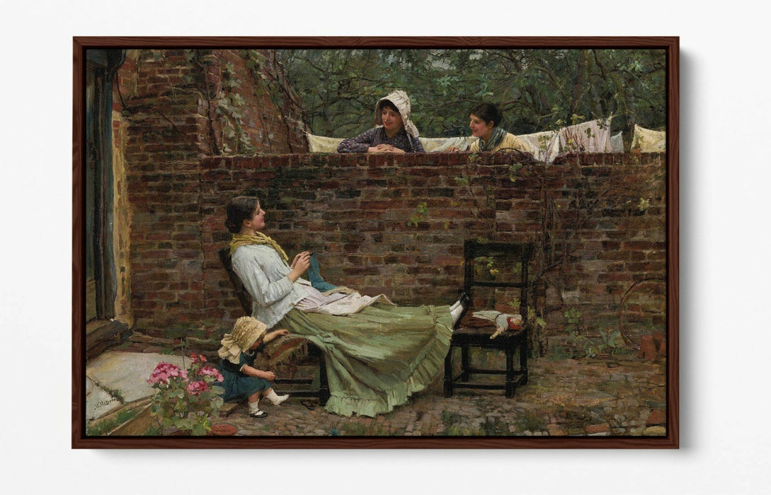 JOHN WILLIAM WATERHOUSE GOSSIP -FLOAT EFFECT CANVAS WALL ART PIC PRINT- BEIGE