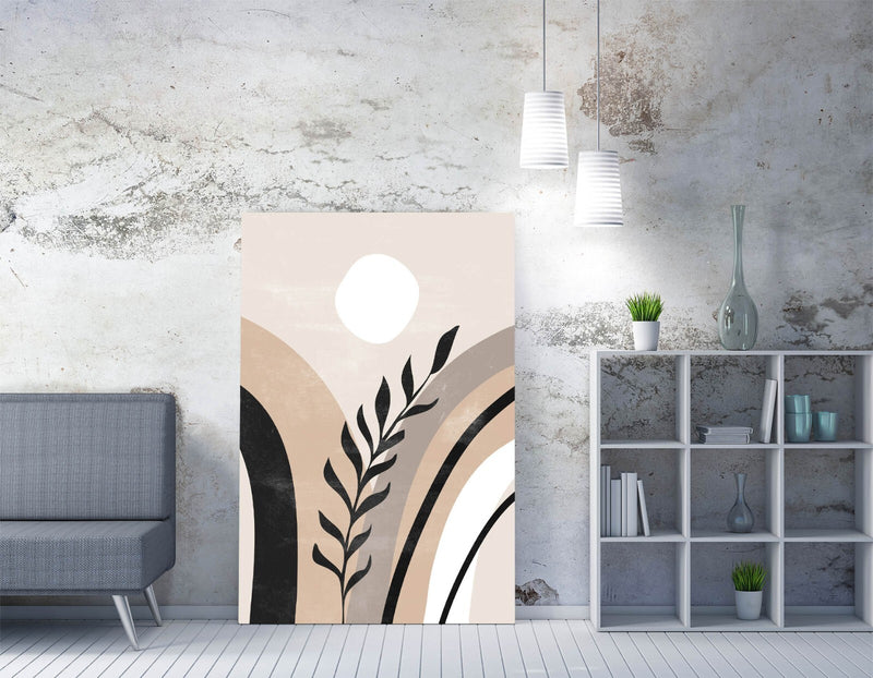 Boho Canvas Wall Art - Abstract Minimalist Bedroom Art With Premium Varnish Finish