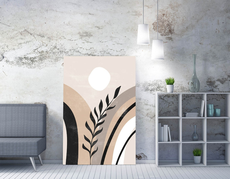 Boho Canvas Wall Art - Abstract Minimalist Bedroom Art With Premium Varnish Finish