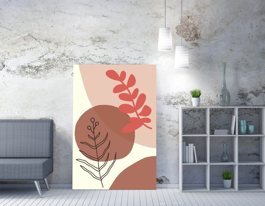 BOTANICAL LEAF BAUHAUS TRENDY MINIMALIST BATHROOM -CANVAS WALL ART PICTURE PRINT