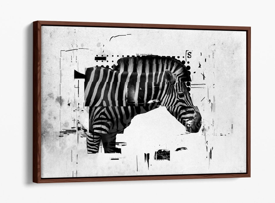 ZEBRA GLITCH ABSTRACT ARTWORK HOME DECOR -FLOAT EFFECT CANVAS WALL ART PRINT