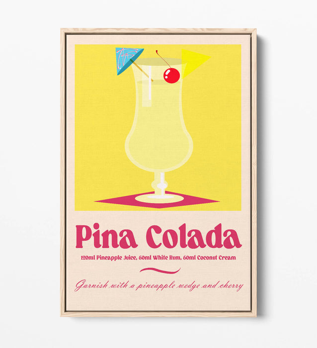 Pina Colada Canvas Art – Vibrant Cocktail Wall Decor | Float Effect Canvas Print