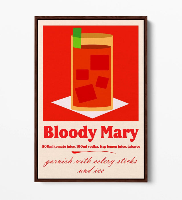 Bloody Mary Canvas Art - Premium Float Effect Cocktail Wall Decor Print