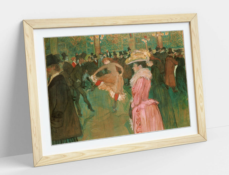 Framed Art Poster - Moulin Rouge Artwork With Woodgrain Frame Finish - Pink Wall Decor