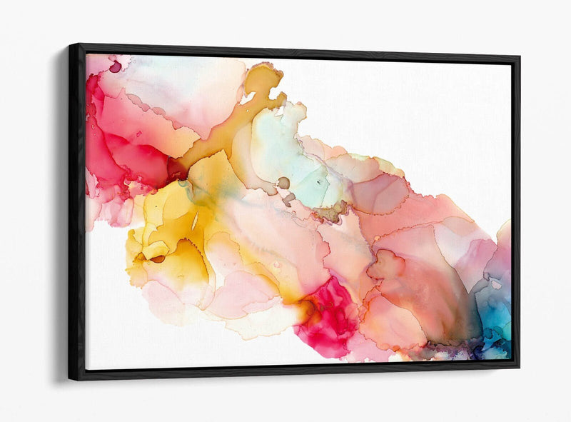 Watercolour Canvas Art - Abstract Multi Colour Painting On Float Frame Canvas