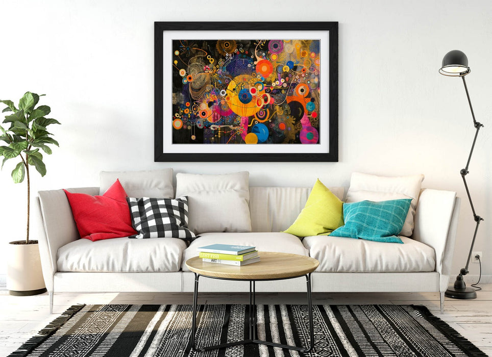 Framed Wall Art – Abstract Multi Colour Poster Print | Contemporary Home Decor