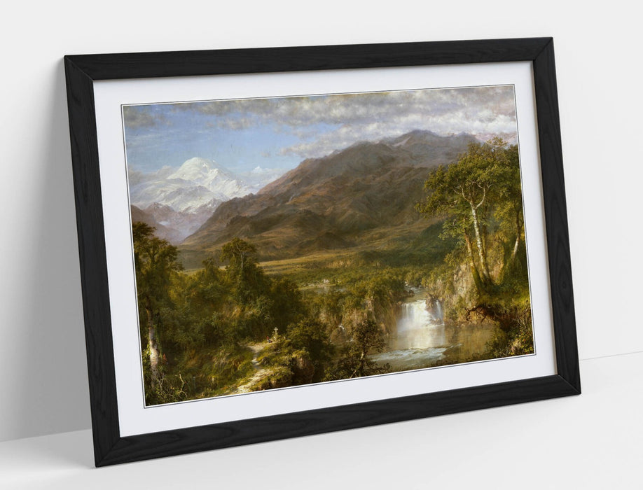 Framed Art Poster With Woodgrain Frame - Heart Of The Andes Classic Landscape Print