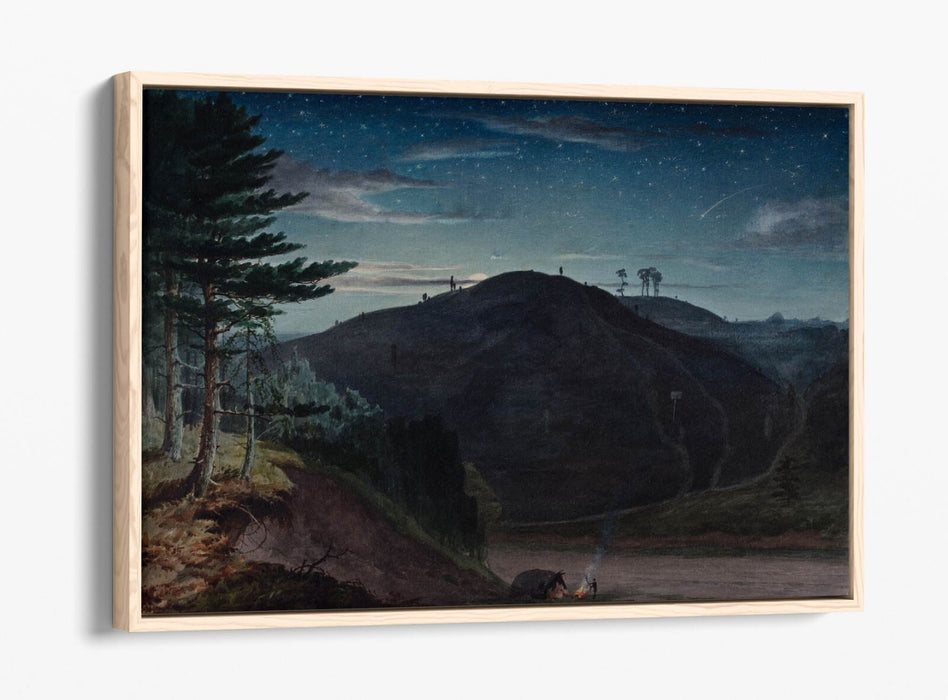 ELIJAH WALTON, COFTON FROM REDNAL, MOONLIGHT -FLOAT EFFECT CANVAS WALL ART PRINT