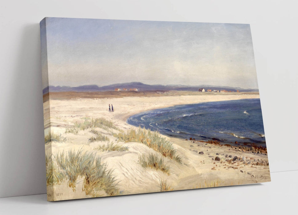 AMALDUS NIELSEN, PEOPLE ON A BEACH -CANVAS WALL ARTWORK PICTURE PRINT