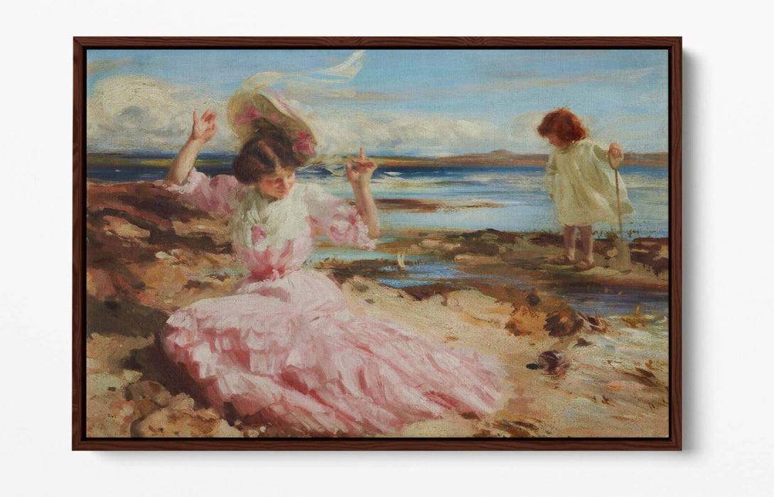 CHARLES SIMS, BY SUMMER SEAS -FLOAT EFFECT CANVAS WALL ART PRINT