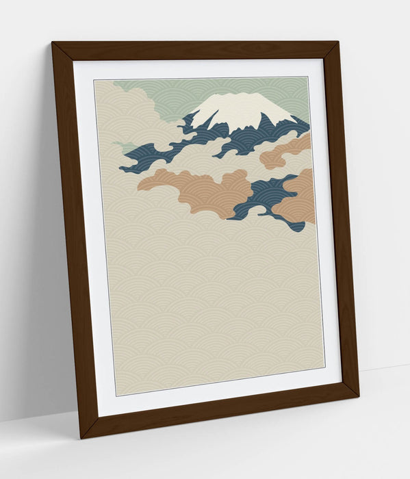 Fuji Mountain Wall Art – Minimalist Abstract Japanese Mountain Artwork | Framed Art Poster