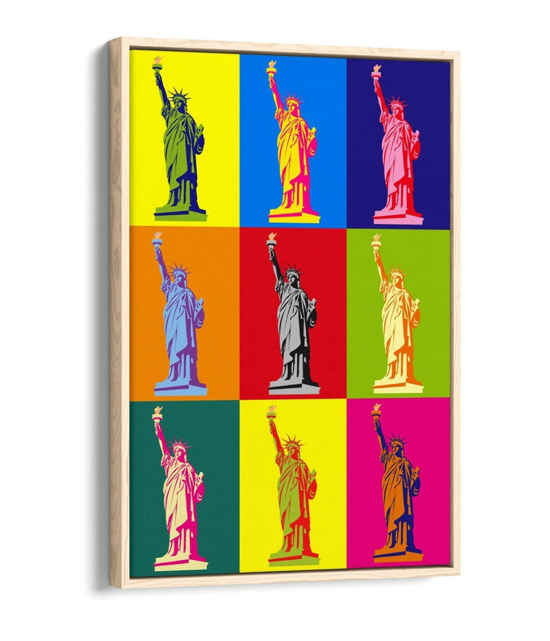 Pop Art Canvas – Colourful Statue of Liberty Art | Float Effect Frame, Vibrant Wall Decor
