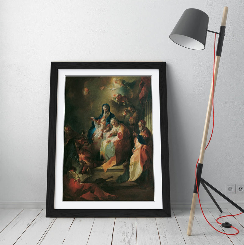Framed Wall Art – Franz Maulbertsch Holy Kin Painting | Natural Wood Frame