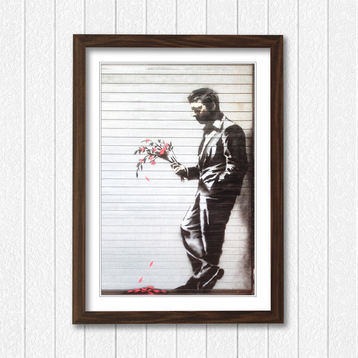 Banksy Framed Poster – Handmade UK Poster With Archival Ink Print & Woodgrain Frame
