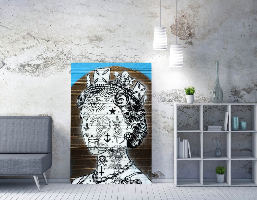 Queen Elizabeth Canvas - Graffiti Home Decor | Vibrant Wall Art Print