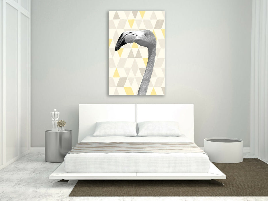 Flamingo Canvas Wall Art - Black And White Geo Spirit Animal Print On Premium Canvas