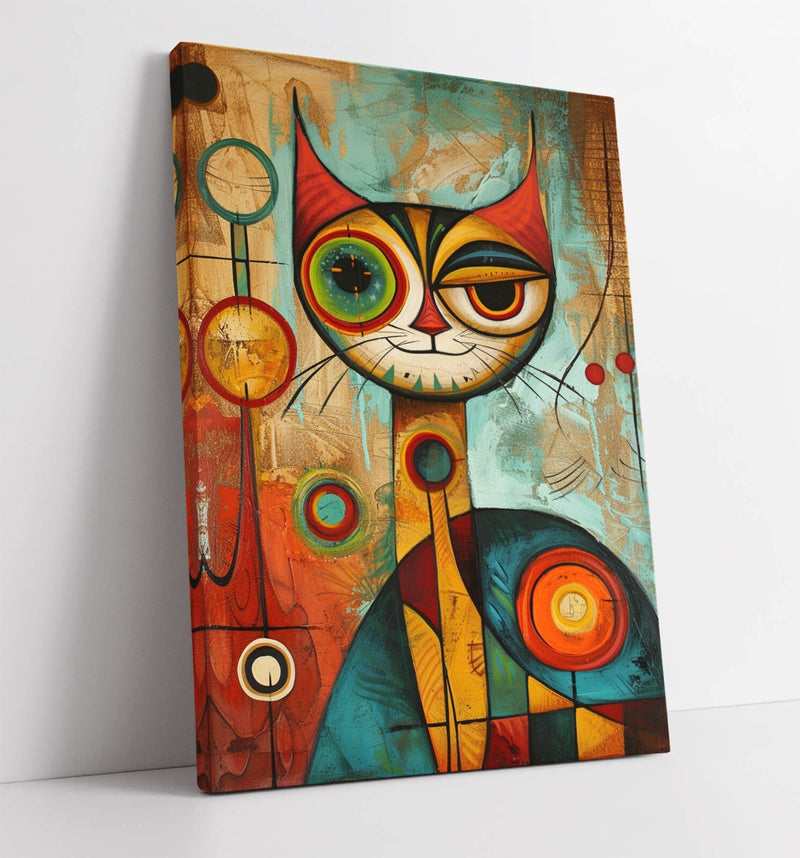 Cool Cat Canvas Art - Abstract Wall Art | Contemporary Home Decor Print