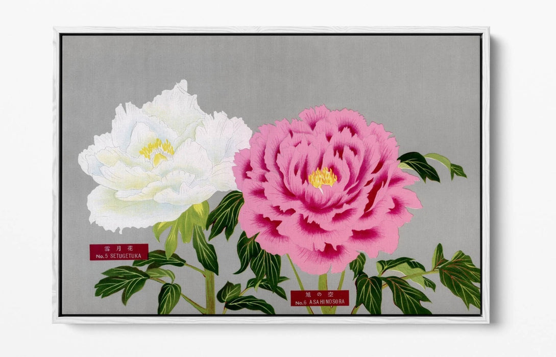 Vintage Canvas Wall Art – Pink White Flowers Art | Handmade Peonies Wall Decor