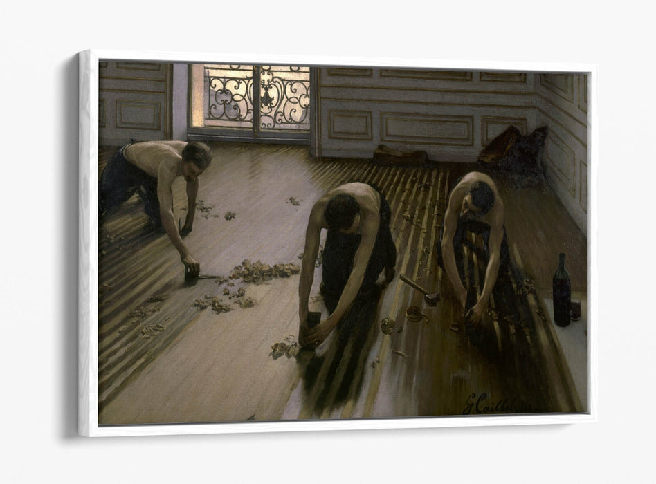 Float Effect Canvas Art – Gustave Caillebotte The Floor Scrapers Print On MDF Frame