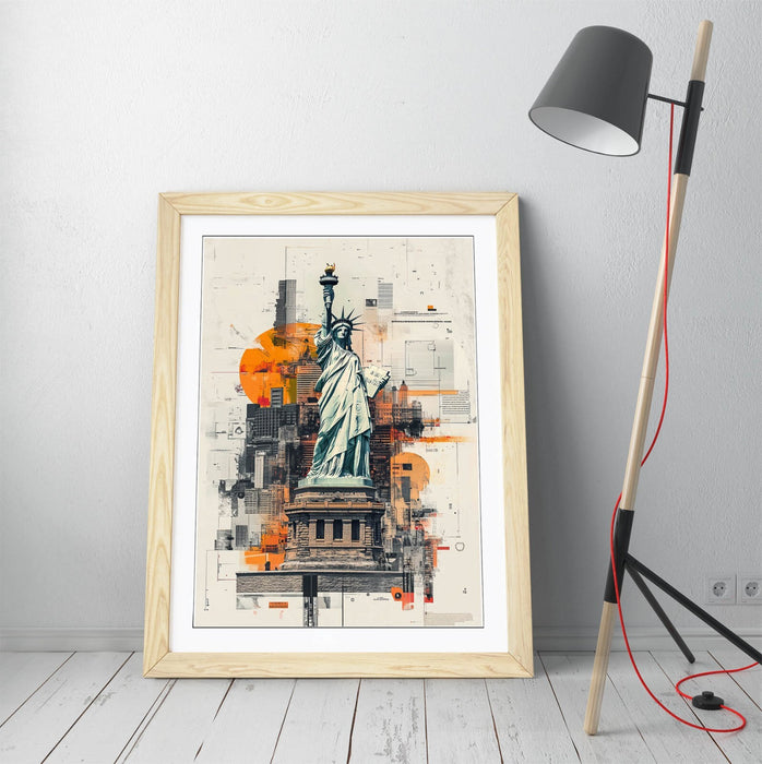 Framed Wall Art - Statue Of Liberty Print | Contemporary New York Decor Poster