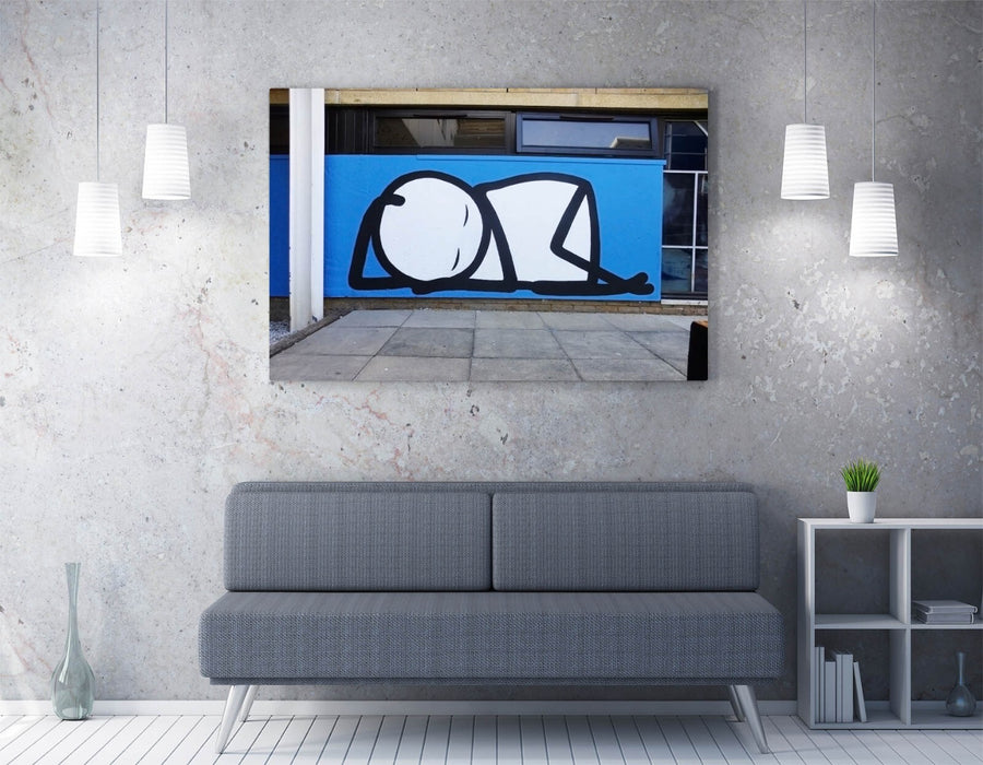 Canvas Wall Art – Stik Sleeping Stick Man Graffiti Print on Archival Grade Canvas