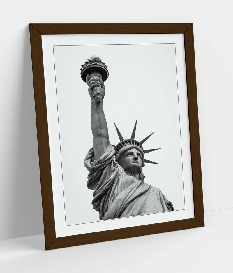 Statue of Liberty Wall Art - Framed New York City Print With Woodgrain Frame Finish