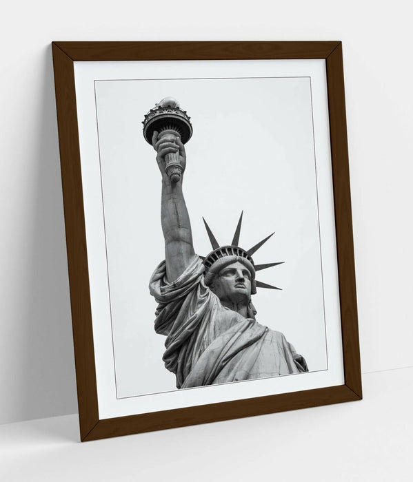 Statue of Liberty Wall Art - Framed New York City Print With Woodgrain Frame Finish