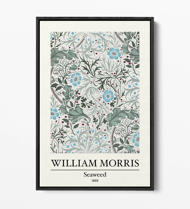 Float Effect Canvas Art - William Morris Floral Print | 30mm Deep Frame Wall Decor