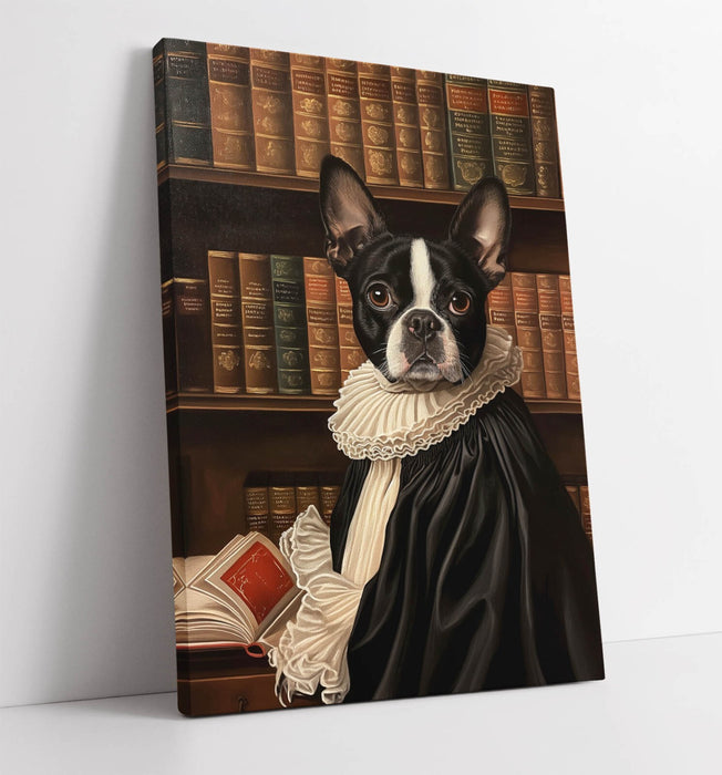 Boston Terrier Canvas Art – Funny Dog Wall Art | Handmade Canvas Print