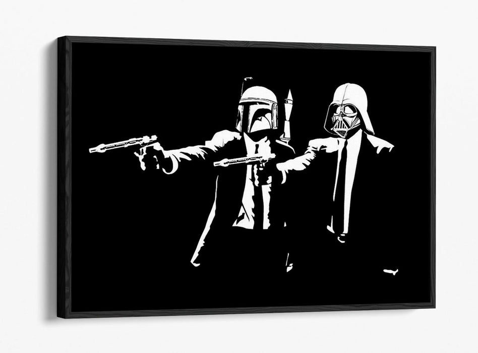 Canvas Wall Art – Pulp Fiction Star Wars Float Effect Black & White Print