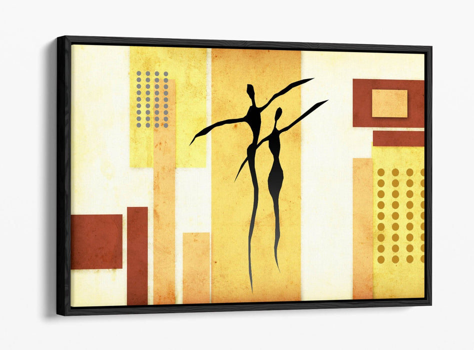 Float Effect Canvas Art - Beige Abstract Shapes Bedroom Wall Decor | Premium Varnish Finish