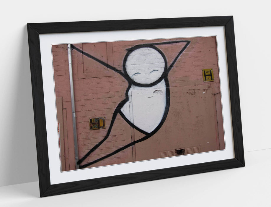 Framed Graffiti Art – Stick Man Poster with Pole Dancer Print | Urban Wall Decor