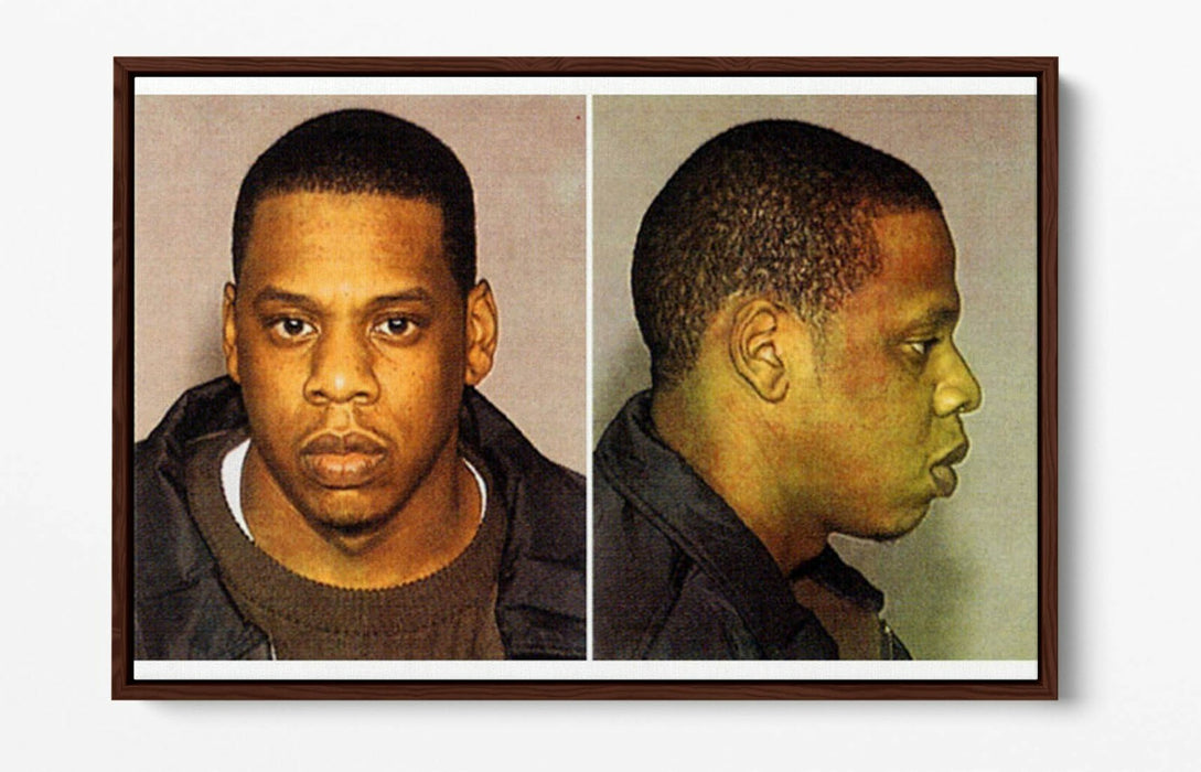 JAY Z MUGSHOT -FLOAT EFFECT CANVAS WALL ART PIC PRINT- GREY BLACK