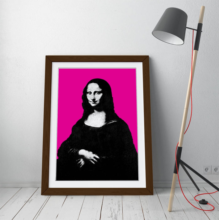 MONA LISA DA VINCI POP ART HOT PINK BACKGROUND -FRAMED WALL ART PICTURE PRINT