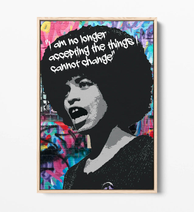ANGELA DAVIS ACTIVIST GRAFFITI QUOTE -FLOAT EFFECT CANVAS WALL ART PIC PRINT