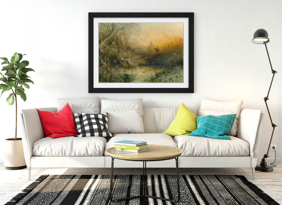 Framed Wall Art Poster - Gustave Dore Print With Woodgrain Frame Finish