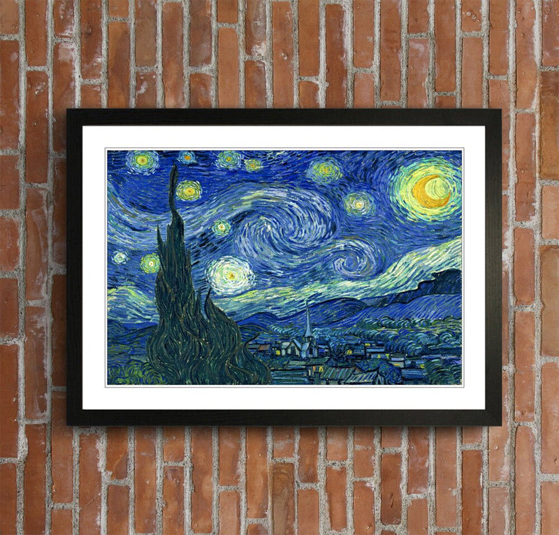 Van Gogh Starry Night Poster – Framed Art Print With Black Oak Or Walnut Frame