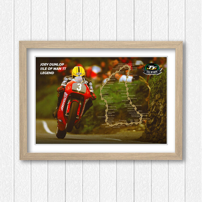 Isle of Man TT Poster - Joey Dunlop Racing Legend Framed Motorcycle Art Print